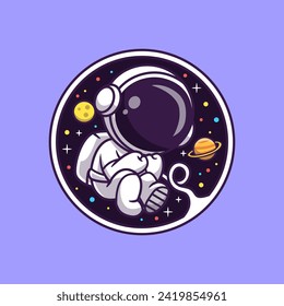 Ilustración Del Icono Del Vector Del Logotipo Del Astronauta Cute In Space.
Concepto de icono de la tecnología de la ciencia Vector Premium aislado.
Estilo de dibujo plano