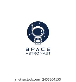 Cute Astronaut in space Logo Symbol Design Template Flat Style Vector