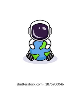 cute astronaut in the space mascot