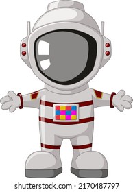 Cute astronaut in a space suit on white background