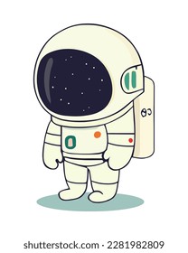A cute astronaut in space suit walking cheerful isolated