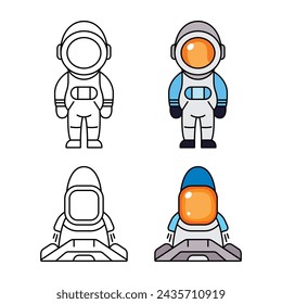 Lindo astronauta y astronauta espacial icono plano