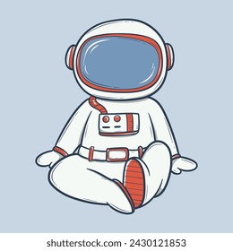 cute astronaut in spacesuit relaxing