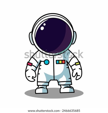 Cute Astronaut stand up In Space Cartoon Vector Icon Illustration. Science Technology Icon Concept Isolated Premium Vector. Flat Cartoon Style
