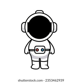 Cute Astronaut Standing | Cartoon Vector Icon Illustration Science Technology Icon Concept Isolated Premium Vector. Flat Cartoon Style