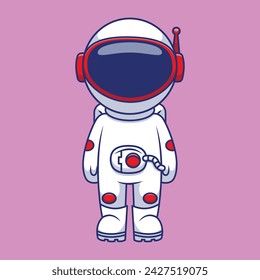 Cute Astronaut Standing Cartoon Vector Icons Illustration. Flat Cartoon Concept. Suitable for any creative project.