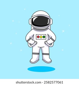 Cute Astronaut standing like a boss , Astronaut Boss kid ,cartoon design illustration vector