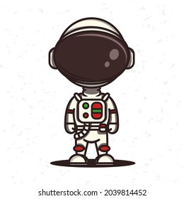 Cute astronaut standing pose with white background. 