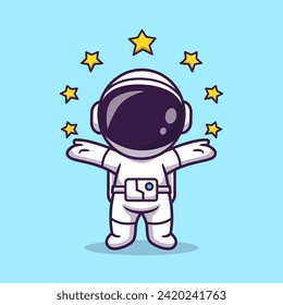 Cute Astronaut With Star Cartoon Vector Icon Illustration.
Science Technology Icon Concept Isolated Premium Vector.
Flat Cartoon Style