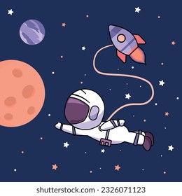 Cute astronaut in the starry space