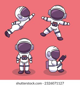 Cute astronaut in the starry space