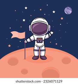 Cute astronaut in the starry space
