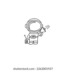 cute astronaut with style looking for network, Cartoon Vector Icon Illustration. Flat Cartoon Style