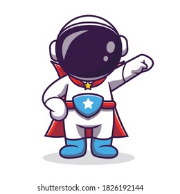 lindo astronauta super héroe caricatura vectorial icono ilustración tecnología icono