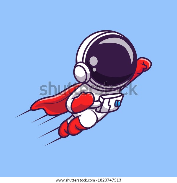 Cute Astronaut Super Hero Flying Cartoon\
Vector Icon Illustration. Science Technology Icon Concept Isolated\
Premium Vector. Flat Cartoon\
Style