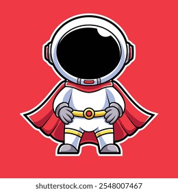 Cute Astronaut Superheroes Cartoon Illustration