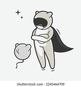 cute astronaut talk with alien art illustration