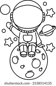cute astronaut themed coloring pages