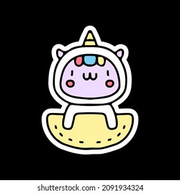 Cute astronaut unicorn in pocket. illustration for t shirt, poster, logo, sticker, or apparel merchandise.