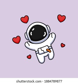 Cute astronaut with Valentine Day theme mascot