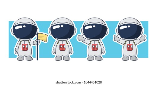 Cute Astronaut Vector Cartoon Character Illustration Set