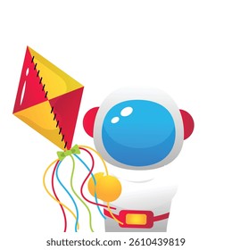 Cute astronaut vector cartoon illustration on the white background