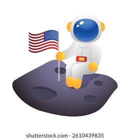 Cute astronaut vector cartoon illustration on the white background