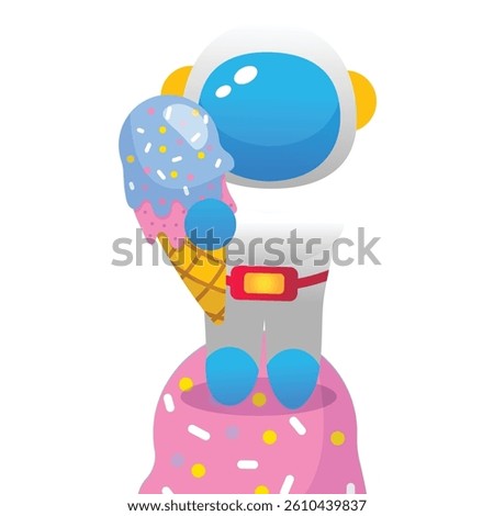 Cute astronaut vector cartoon illustration on the white background