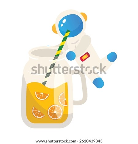 Cute astronaut vector cartoon illustration on the white background