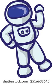 Ilustração de desenho de Mão de Astronauta Bonito. Personagem cosmonauta balançando a mão. Spaceman cartoon Science Technology Concept Isolado.