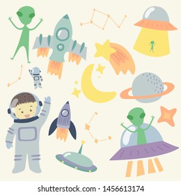 cute astronaut vector space rocket