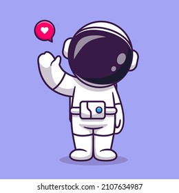 Ilustración del icono del vector de dibujos animados de mano de astronauta lindo. Concepto de icono de la tecnología de la ciencia Vector Premium aislado. Estilo de dibujo plano