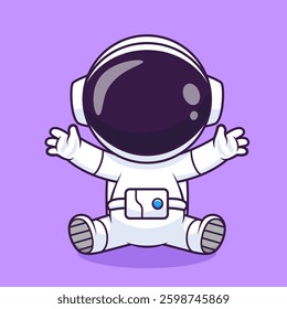 Cute Astronaut Waving Hand Cartoon Vector Icon Illustration. Science Technology Icon Concept Isolated Premium Vector. Flat Cartoon Style