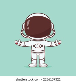 Cute Astronaut waving hand vector cartoon illustration