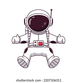 Cute Astronaut Waving Hands. Astronaut Icon Concept. Flat Cartoon Style. Suitable for Web Landing Page, Banner, Flyer, Sticker, Card