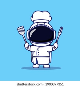 Cute Astronaut Wearing Chef Uniform