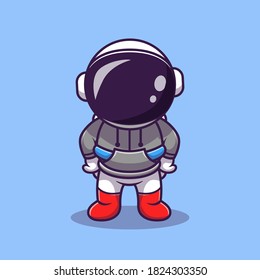 Cute Astronaut Wearing Hoodie Cartoon Vector Icon Illustration. Science Technology Icon Concept Isolated Premium Vector. Flat Cartoon Style