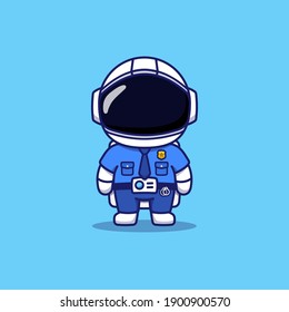 
Cute astronaut wearing police uniform