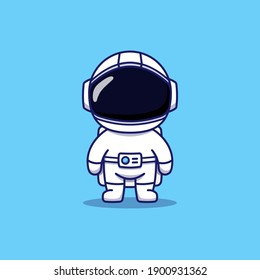 Cute astronaut wearing spacesuit and helmet