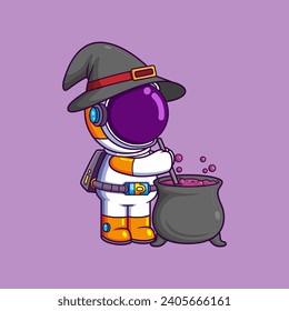 Caricatura del asistente de Astronauta. Icono de feriado de ciencia Concepto de ilustración