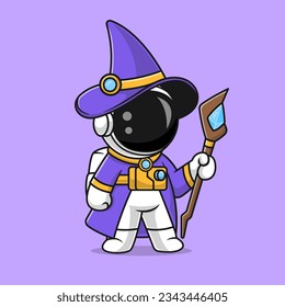 Ilustración de iconos vectores de dibujos animados del asistente de Astronauta Cute. Vector Premium Aislado De Icono De Festividad Científica. Estilo de dibujo plano