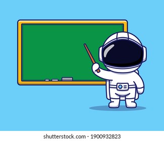 Cute astronaut works as a teacher