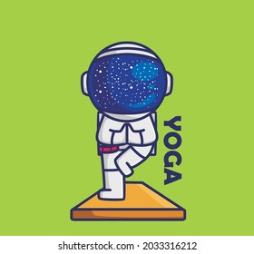 cute astronaut in yoga pose healthy.cartoon travel sports concept Isolated illustration. Flat Style suitable for Sticker Icon Design Premium Logo vector. Mascot Character