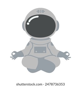 Cute astronaut in a yoga pose while meditating