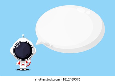 Cute astronauts with bubble speech