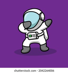 Cute Astronauts Dabbing Cartoon Vector Icon Illustration. Science Fiction Space Icon Concept Isolated Premium Vector. Flat Cartoon Style