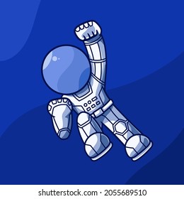 Cute astronauts fly in space