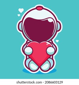 cute astronauts hugging love pillows art cartoon wallpaper design