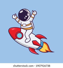 
cute astronauts ride a rocket