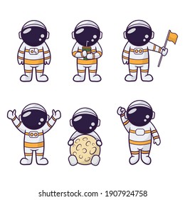 cute astronauts with various poses